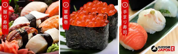 variete nigiri sushi temari sushi gunkan maki