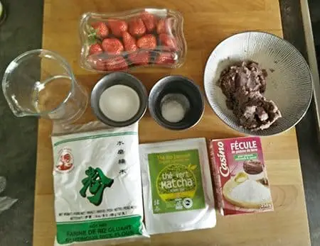 ingredient recette ichigo daifuku matcha