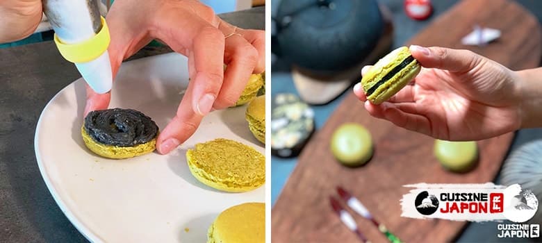 recette macaron matcha thé vert sésame noir étape 8