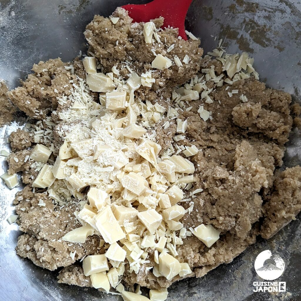 Recette japonaise cookie chocolat blanc et Hojicha thé vert