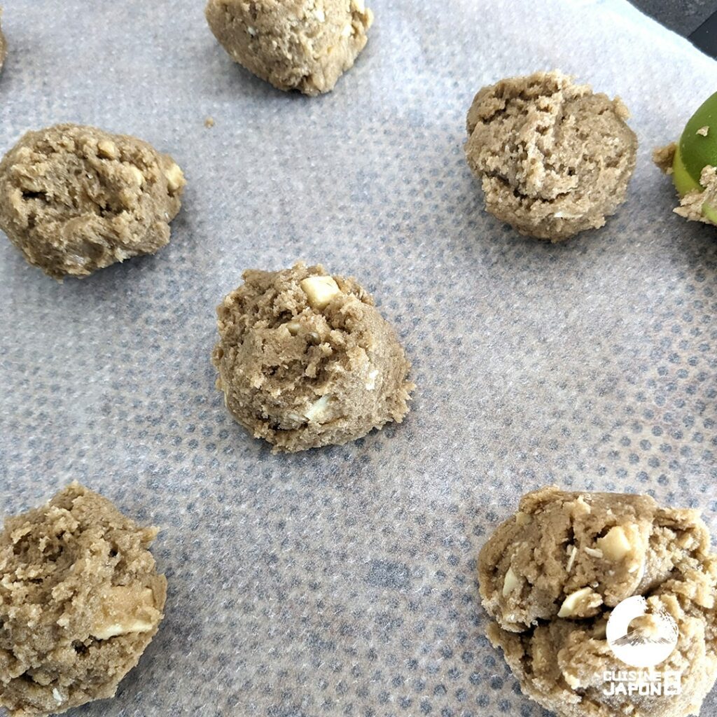 Recette japonaise cookie chocolat blanc et Hojicha thé vert