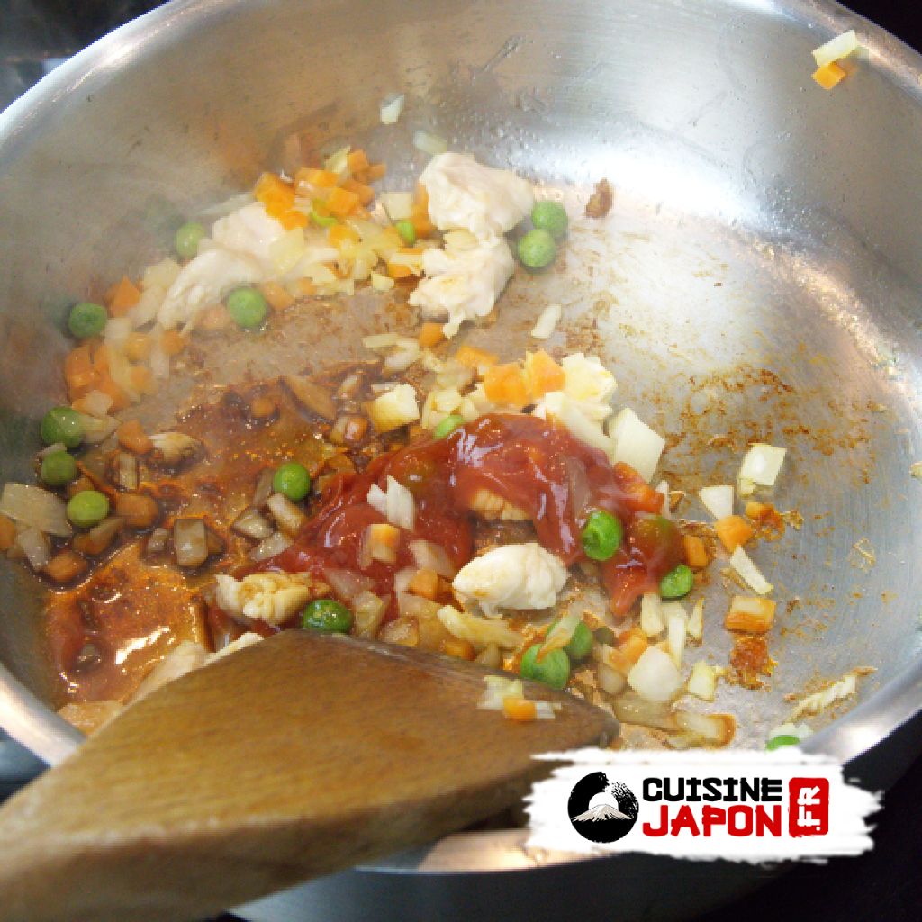 Recette japonaise omurice en forme de carpe pour kodomonohi